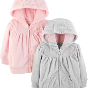 Simple Joys by Carter's Girls' 2-Pack Fleece Full Zip Hoodies