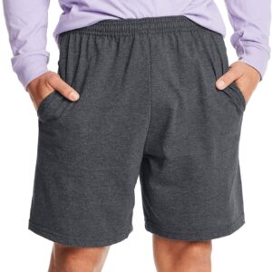 Hanes Men's Athletic Shorts, Favorite Cotton Jersey Shorts, Pull-On Knit Shorts with Pockets, Knit Gym Shorts, 7.5" Inseam