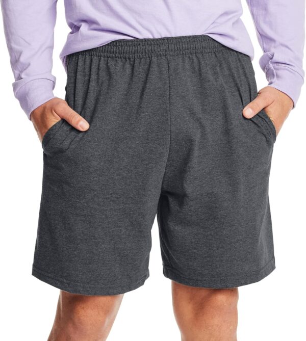 Hanes Men's Athletic Shorts, Favorite Cotton Jersey Shorts, Pull-On Knit Shorts with Pockets, Knit Gym Shorts, 7.5" Inseam