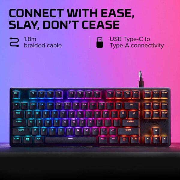 HyperX Alloy Origins Core Mechanical Gaming Keyboard PBT Keycaps Tenkeyless TKL Blue Switch Clicky LED RGB Backlight Playstation Xbox Licensed for PC, PS5, PS4, Xbox Series X|S, Xbox One, Desk Setup - Image 2