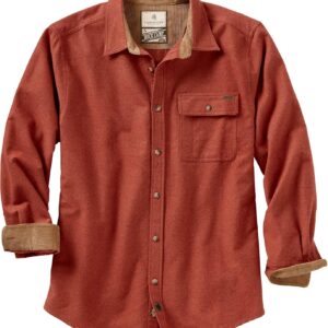 Legendary Whitetails Men's Buck Camp Flannel, Long Sleeve Plaid Button Down Casual Shirt, Corduroy Cuffs