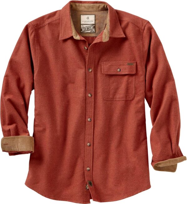 Legendary Whitetails Men's Buck Camp Flannel, Long Sleeve Plaid Button Down Casual Shirt, Corduroy Cuffs