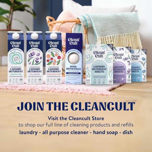 Cleancult Laundry Detergent Sheets - Resealable Box - 3 Stain Fighting Enzymes - Wild Lavender - 60 Loads - Free of Harsh Chemicals - No Mess - No Plastic Waste - Image 7