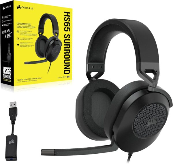 CORSAIR HS65 SURROUND Multiplatform Wired Gaming Headset – Dolby Atmos – SonarWorks SoundID – iCUE Compatible – PC, Mac, PS5, PS4, Xbox, Nintendo Switch, Mobile – Carbon - Image 8