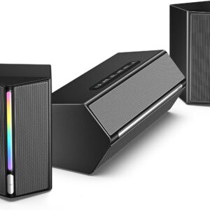 FIFINE Computer Speakers System with Subwoofer, Gaming Speaker for PC with RGB, Volume Control, Monitoring, 3.5mm Aux Input, AC Powered Speakers for Desktop Mobile TV-AmpliGame A22