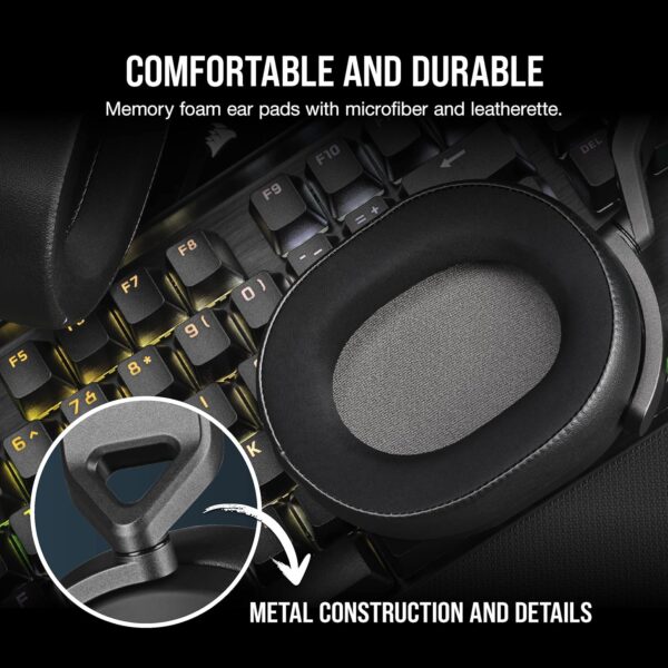 CORSAIR HS65 SURROUND Multiplatform Wired Gaming Headset – Dolby Atmos – SonarWorks SoundID – iCUE Compatible – PC, Mac, PS5, PS4, Xbox, Nintendo Switch, Mobile – Carbon - Image 5