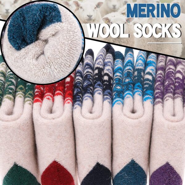 EBMORE 5 Pairs Womens Merino Wool Thermal Socks Winter Thick Warm Hiking Cozy Crew Comfy Boot Socks - Image 6