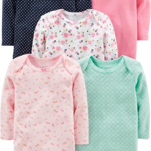 Simple Joys by Carter's Baby Girls' Long-Sleeve Bodysuit, Pack of 5