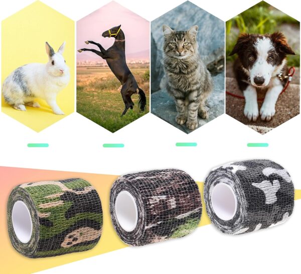 Eco-Fused Self-Adhering Bandage - Injury Wrap Tape for Pets, Dogs, Cats, Horses - Pack of 6 - Dog Bandages for Legs - Prevent Licking - Does not Stick to Hair - Elastic, Water Repellent, Breathable - Image 4