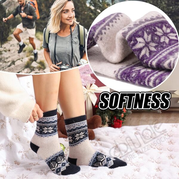 EBMORE 5 Pairs Womens Merino Wool Thermal Socks Winter Thick Warm Hiking Cozy Crew Comfy Boot Socks - Image 3