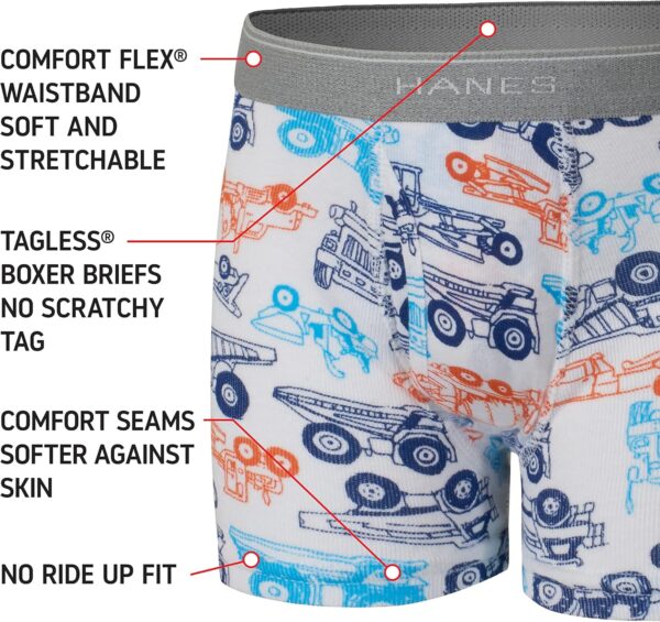 Hanes Boys' and Toddler Underwear, Comfort Flex and Comfortsoft Boxer Briefs, Multiple Packs Available pack of 10 - Image 3