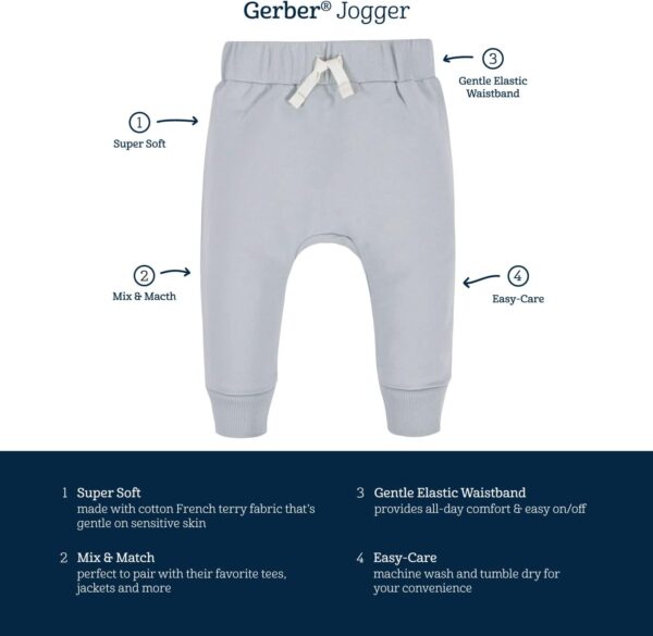 Gerber Baby Boys' Toddler 3-Pack Jogger Pants - Image 5