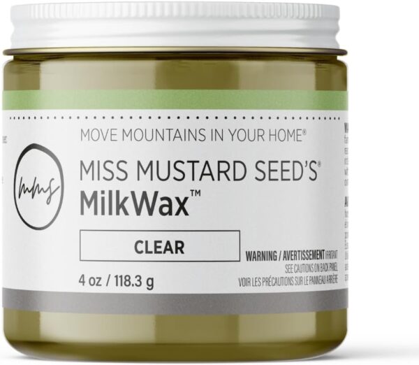 Miss Mustard Seed's MilkWax - Wax for Furniture, Wood, Cabinets, and Walls, Premium Quality, Low Odor (Clear, 4 oz)