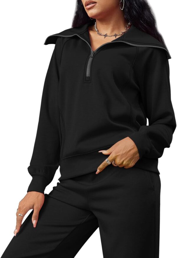 XIEERDUO Lounge Sets For Women 2 Piece Outfits Half Zip Sweatshirt And Wide Leg Sweatpant 2024 Sweatsuit Tracksuit - Image 5