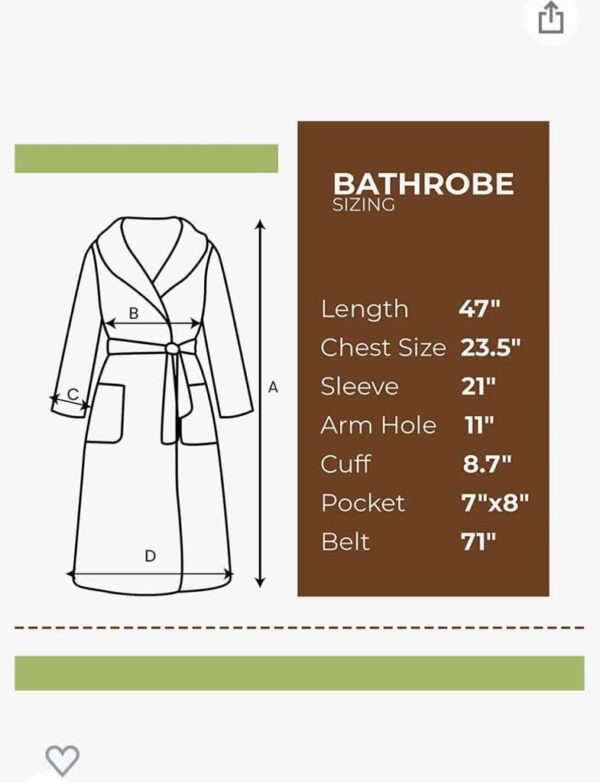 Cotton Terry Robes for Women and Men, Terry Shawl Collar Bathrobe, ONE SIZE - UNISEX Men & Women Spa Robe - Image 3