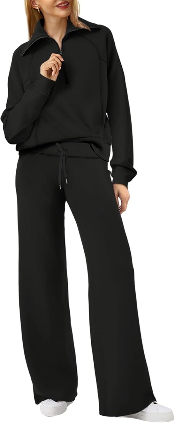 XIEERDUO Lounge Sets For Women 2 Piece Outfits Half Zip Sweatshirt And Wide Leg Sweatpant 2024 Sweatsuit Tracksuit