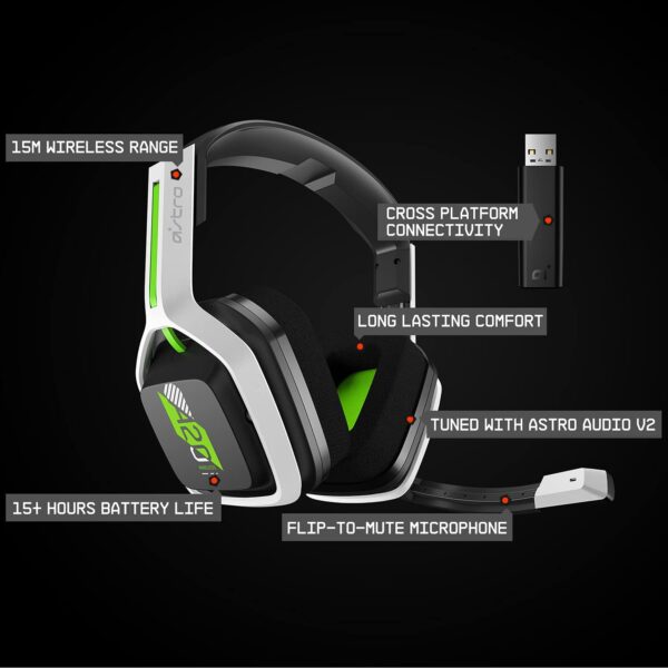 ASTRO Gaming A20 Wireless Headset Gen 2 for Xbox Series X | S, Xbox One, PC & Mac - White /Green - Image 6