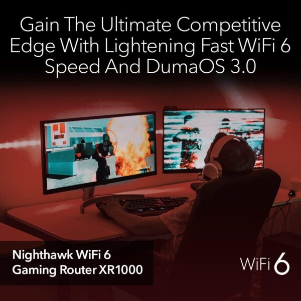 NETGEAR Nighthawk Pro Gaming WiFi 6 Router (XR1000) 6-Stream AX5400 Wireless Speed (up to 5.4Gbps) | DumaOS 3.0 Optimizes Lag-Free Server Connections 4 x 1G Ethernet and 1 USB Ports - Image 2