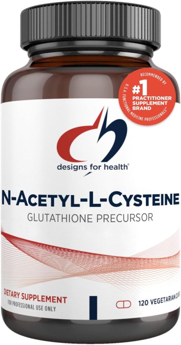 Designs for Health N-Acetyl-L-Cysteine - 900mg NAC, Antioxidant Glutathione Precursor - Detox + Workout Recovery Support - Non-GMO + Gluten Free Supplement (120 Capsules)