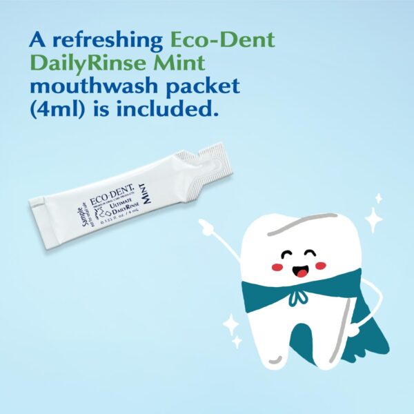 Eco-Dent Alcohol-Free Mouthwash, Mint - Ultimate Essential MouthCare, Oral Care Mouth Wash for Adults, Baking Soda Mouth Rinse with Essential Oils + DailyRinse Single-Use Pack, Mint - Image 3