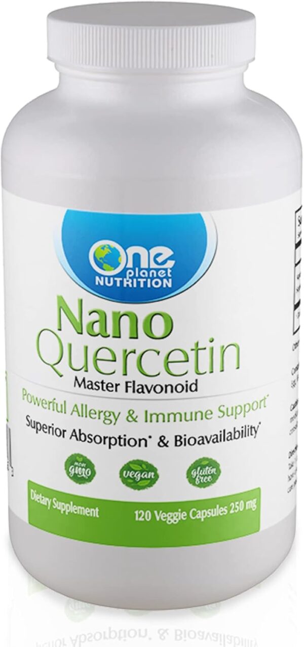 Nano Quercetin 250 mg - Natural Quercitin Nano Supplement, Fruits and Vegetables Capsules for Easy Absorption, Water Soluble Quercetin Supplements, Non-GMO - 120 Veggie Capsules