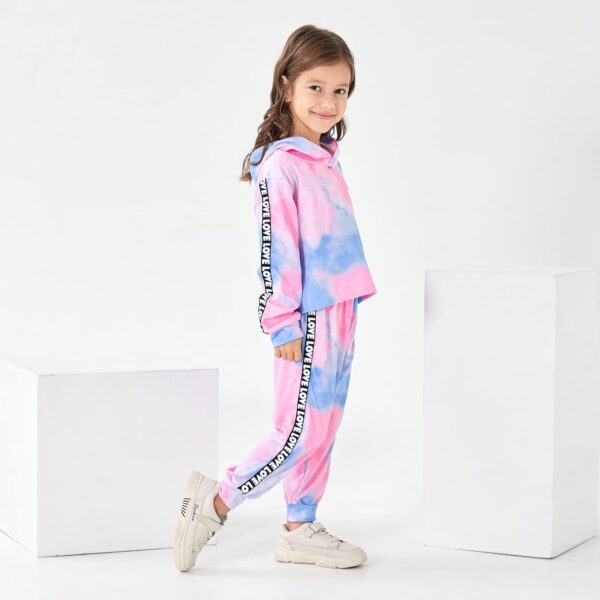 Toddler Baby Girls Clothes Long-sleeve Tie Dye Hoodie Sweatshirt Joggers Pants Hooded Outfits Set - Image 3