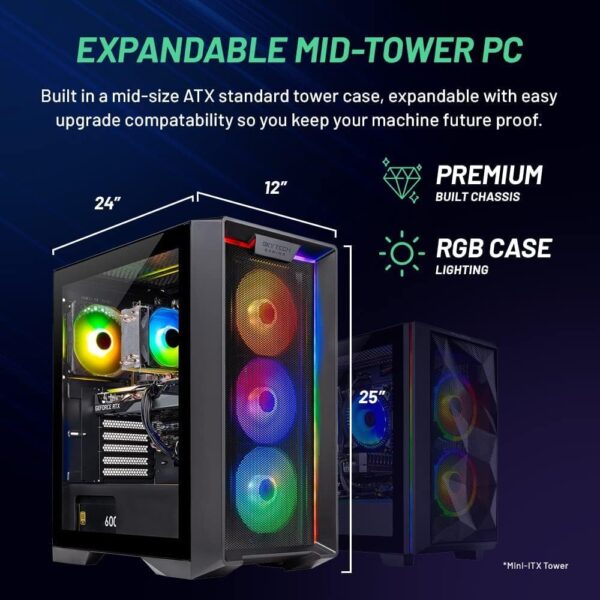 Skytech Nebula Gaming PC Desktop, Ryzen 5 5500 3.6 GHz (4.2GHz Turbo Boost), NVIDIA RTX 3050 8GB GDDR6, 500GB SSD, 16GB DDR4 RAM 3200, 650W Gold PSU, Wi-Fi, Win 11 - Image 7