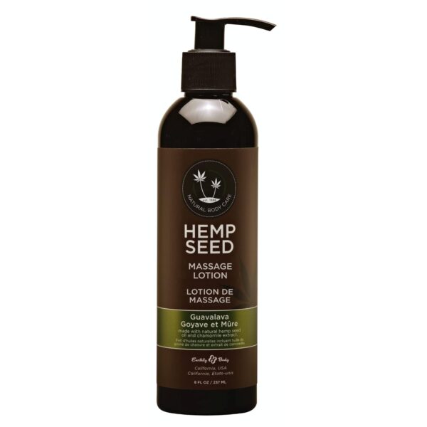 Hemp Seed Massage Lotion - 8 oz - Glides Easily on Skin, Absorbs Slowly & Deeply, Moisturizes, Leaves Skin Silky Soft - Vegan, Cruelty Free