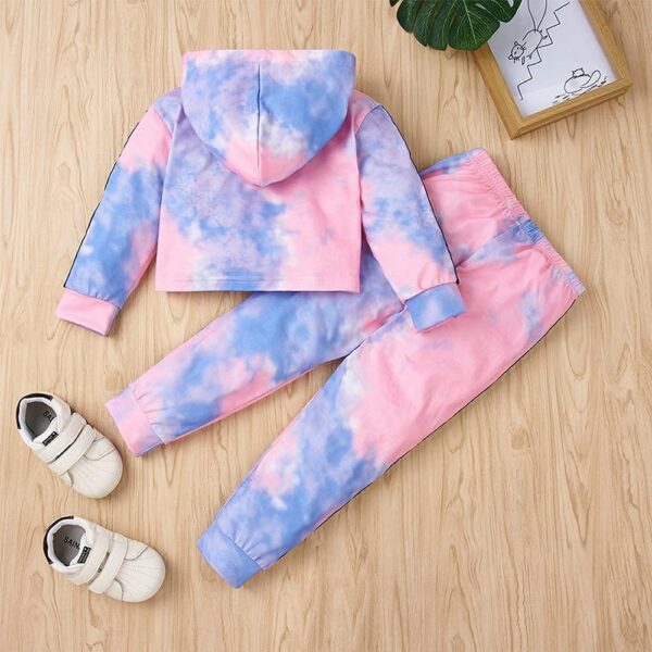 Toddler Baby Girls Clothes Long-sleeve Tie Dye Hoodie Sweatshirt Joggers Pants Hooded Outfits Set - Image 8