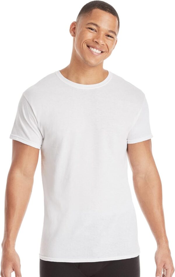 Hanes Men's Cotton, Moisture-Wicking Crew Tee Undershirts, Multi-Packs Available - Image 2