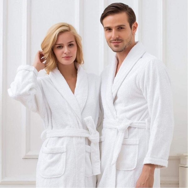 Cotton Terry Robes for Women and Men, Terry Shawl Collar Bathrobe, ONE SIZE - UNISEX Men & Women Spa Robe - Image 2