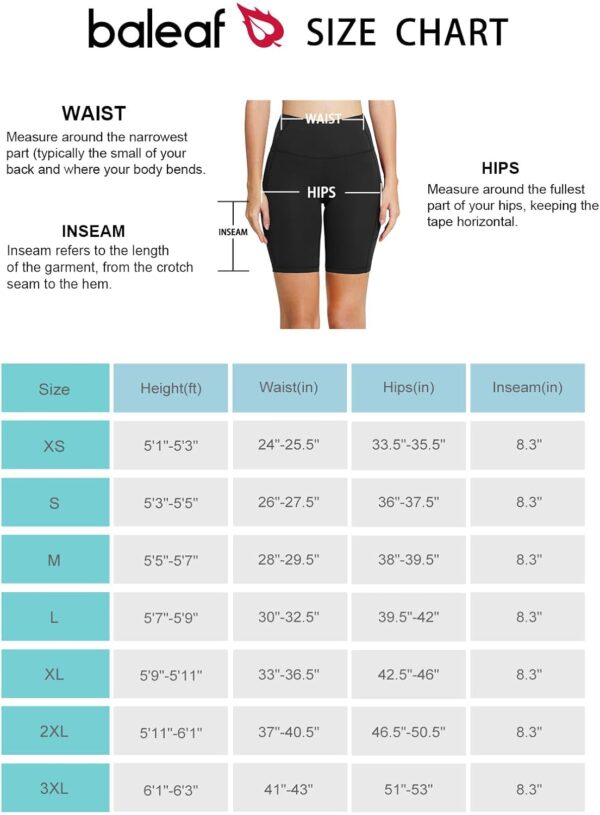 BALEAF Women's 8"/ 5"/ 3" Biker Shorts High Waist Yoga Workout Gym Running Volleyball Spandex Shorts with Pockets - Image 5