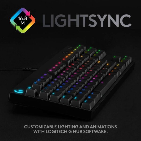 Logitech G PRO Mechanical Gaming Keyboard, Ultra Portable Tenkeyless Design, Detachable Micro USB Cable, 16.8 Million Color LIGHTSYNC RGB Backlit Keys - Image 5