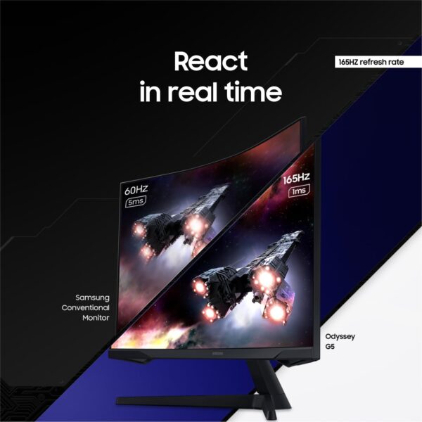 SAMSUNG 32” Odyssey G55C Series QHD 1000R Curved Gaming Monitor, 1ms(MPRT), HDR10, 165Hz, AMD Radeon FreeSync, Eye Care, Glare Free, Sharp Resolution LS32CG550ENXZA, 2024 - Image 4