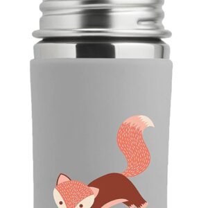 Pura Kiki 11oz/325ml Stainless Steel Sippy Cup Bottle w/Sleeve, Plastic-Free, MadeSafe Certified, Medical-Grade XL Silicone Sipper Spout Fast Flow Rate for Kids, Toddlers, Babies & Infant - Fox