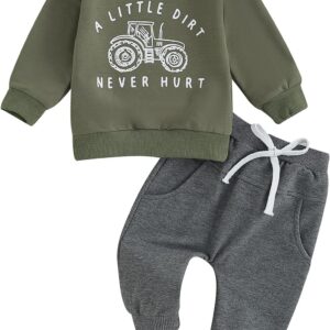 BemeyourBBs Toddler Baby Boy Fall Winter Clothes Funny Letter Long Sleeve Sweatshirt and Pants Set 2 Piece Sweatsuit Outfit