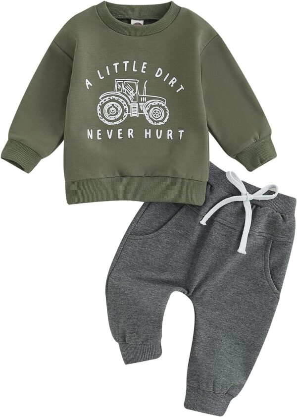 BemeyourBBs Toddler Baby Boy Fall Winter Clothes Funny Letter Long Sleeve Sweatshirt and Pants Set 2 Piece Sweatsuit Outfit