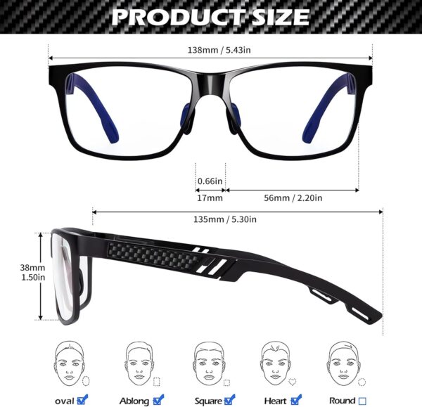 ANYLUV Blue Light Blocking Glasses Men Computer Gaming Glasses Lightweight Al-Mg Metal Anti Eyestrain UV400 Clear Lens Eye Protection - Image 6