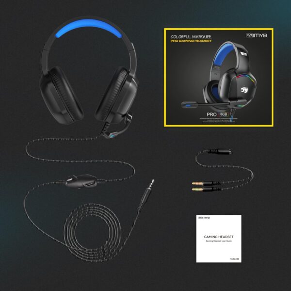 A36 Gaming Headset with Microphone for Pc, Xbox One Series X/s, Ps4, Ps5, Switch, Stereo Wired Noise Cancelling Over-Ear Headphones with Mic for Computer, Laptop, Mac, Nintendo, Gamer (Blue) - Image 7