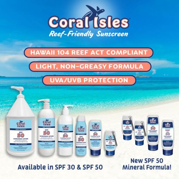 Sunscreen SPF 50 | Hawaii Compliant as Reef Safe | Octinoxate & Oxybenzone Free | Broad Spectrum UVA/UVB Protection | Water Resistant 80 Min. | Fragrance Free | 16 Fl Oz (Pack of 1)) - Image 6