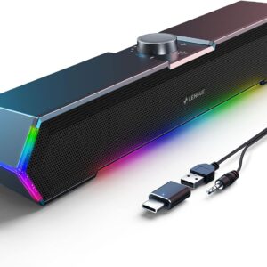 LENRUE G11 Computer Speakers for Desktop, Touch Lights PC Speakers with Surge Clear Sound, USB C/USB Powered for Computer Desktop PC Laptop Monitor