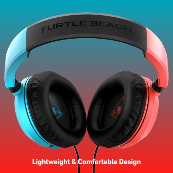 Turtle Beach Recon 50 Wired Gaming Headset – Nintendo Switch, Xbox Series X|S, Xbox One, PS5, PS4, PlayStation, Mobile & PC with 3.5mm – Removable Mic, 40mm Speakers, In-line Controls – Red/Blue - Image 2