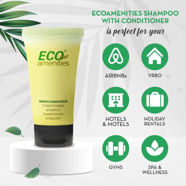 ECO Amenities Conditioning Shampoo, Travel Size Shampoo and Conditioner Sets, Mini Shampoo & Conditioner Sets - 2 in 1 Shampoo & Conditioner, Green Tea Scent, 0.75 Fl Oz (Pack of 288) - Image 5