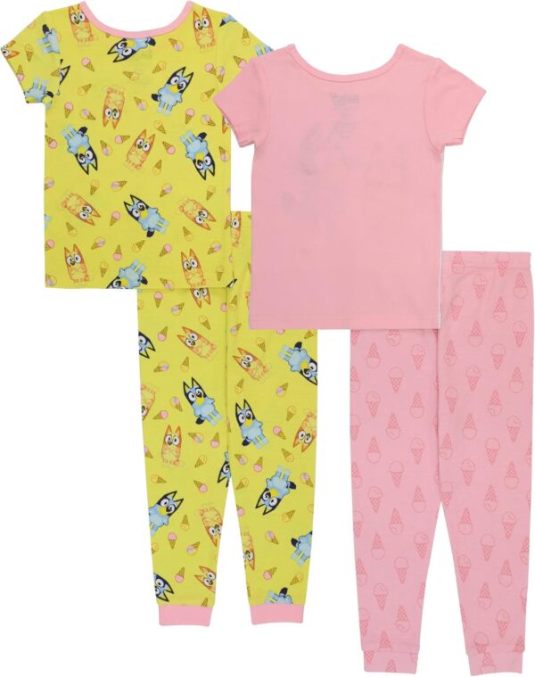 Bluey Girls' 4-Piece Snug-fit Cotton Pajama Set, Soft & Cute for Kids - Image 2