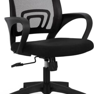 NEO CHAIR Office Chair Computer Desk Chair Gaming Ergonomic Mid Back Cushion Lumbar Support with Comfy Mesh Adjustable Swivel Rolling Home (Black)