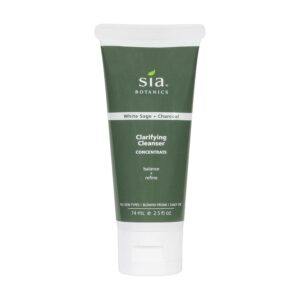 Clarifying Facial Cleanser (74ml/2.5oz Eco Tube) | Face Wash w/White Sage, Activated Charcoal, Tea Tree | Natural, Clean, Botanical Skincare for Women