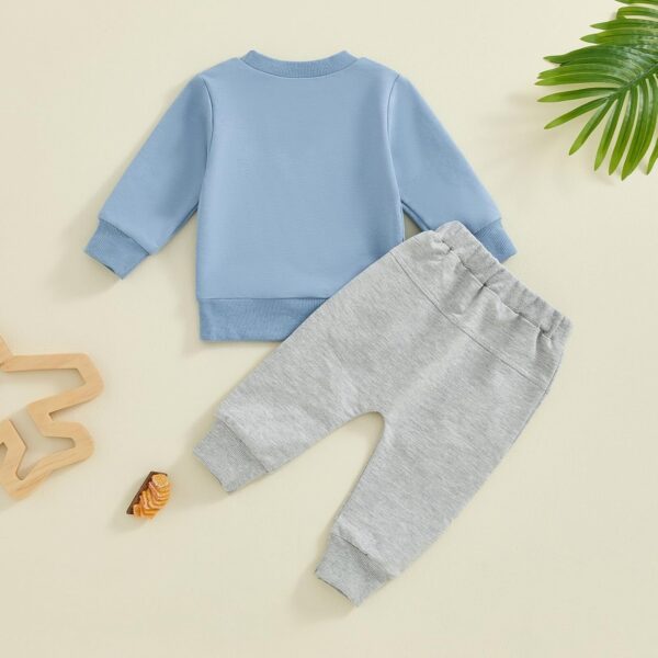 Kupretty Toddler Baby Boy Fall Winter Clothes Letter Graphic Long Sleeve Sweatshirt Pullover Tops + Joggers Pants Outfit Set - Image 7