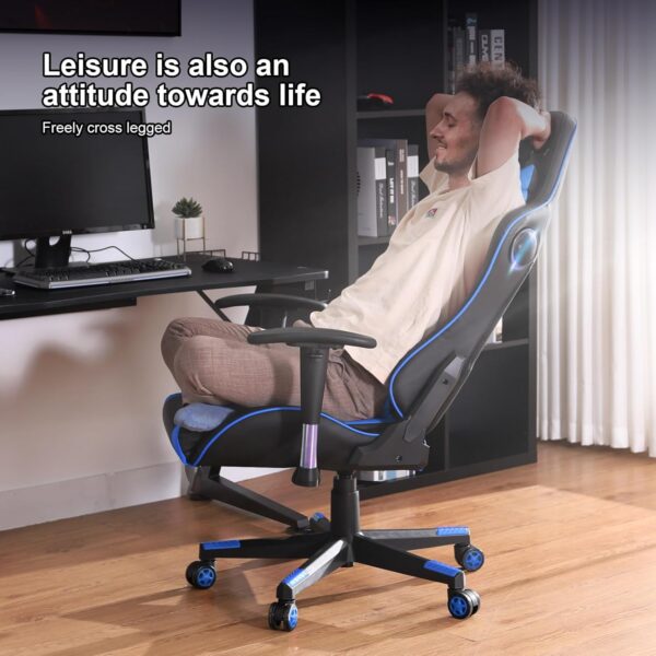 GTRACING Gaming Chair with Speakers Bluetooth Music Video Game Chair Audio Ergonomic Design Heavy Duty Office Computer Desk Chair（Blue） - Image 8