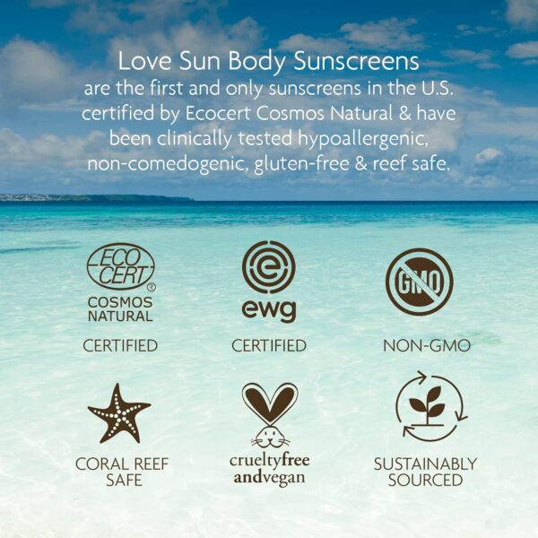 Love Sun Body Daily Tinted Face Sunscreen & Moisturizer (Tan) | SPF 30 Mineral Zinc Oxide | 100% Natural Origin | Reef Safe CC Cream | Ecocert Certified Cosmos Natural | 1 fl oz | EWG Verified® - Image 8