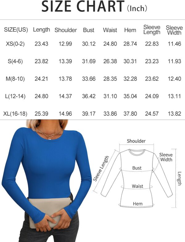 AUTOMET Womens Ribbed Shirts Crewneck Fitted Tops Casual Underscrubs Layer Slim Basic T-Shirts - Image 6